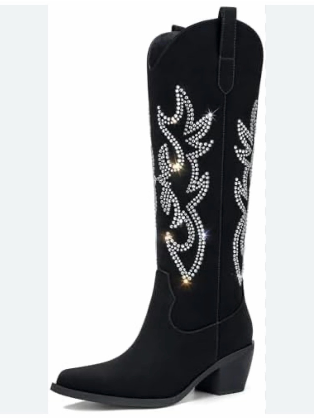NWT ⚜️🖤⚜️ Western Cowboy Boots with Rhinestone Embroidery - Picture 3 of 14